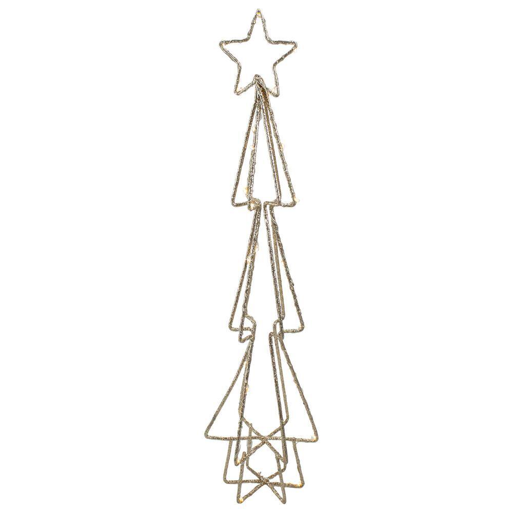 17 .5 in. LED Lighted B/O Gold Glittered Wire Christmas C1 Tree – White Lights - Hercitys