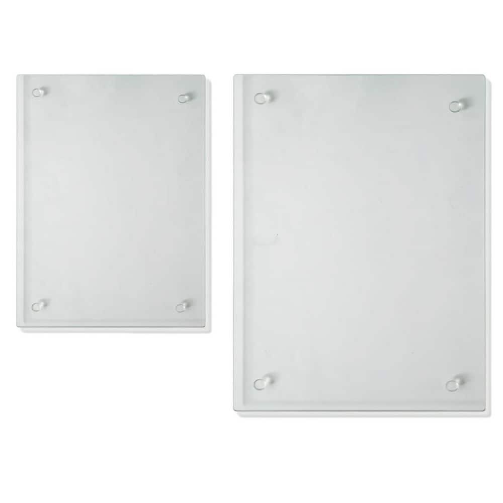 2-Piece Clear Tempered Glass Cutting Board Set with Non-Slip Feet for Kitchen - Hercitys