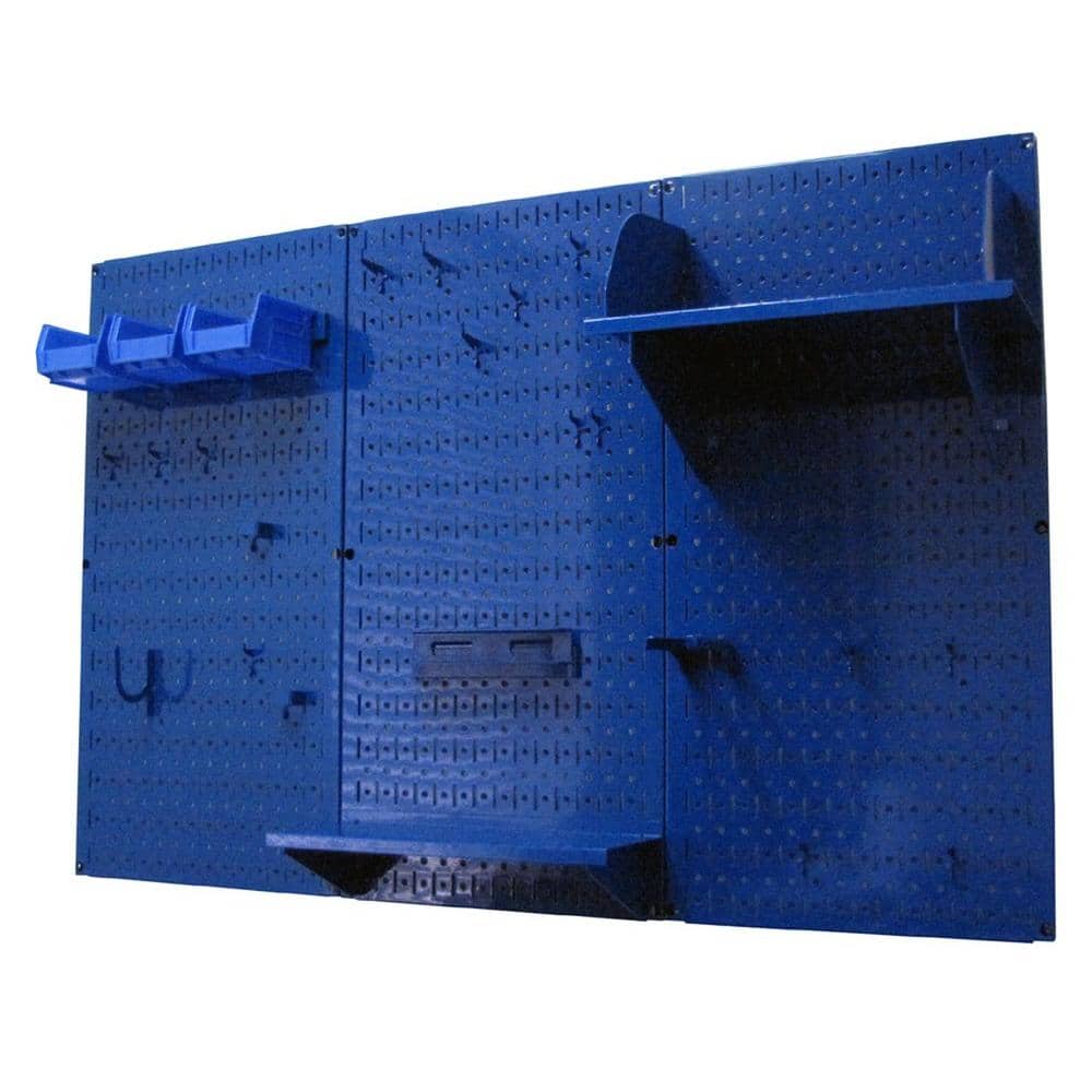 32 in. x 48 in. Metal Pegboard Standard Tool Storage Kit with Blue Pegboard and Blue Peg Accessories - Hercitys
