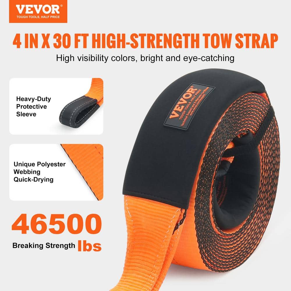 30 in. Recovery Tow Rope 46500 lbs. Heavy-Duty Off Road Snatch Strap Extreme Duty Energy Snatch Strap for Jeep Truck ATV - Hercitys