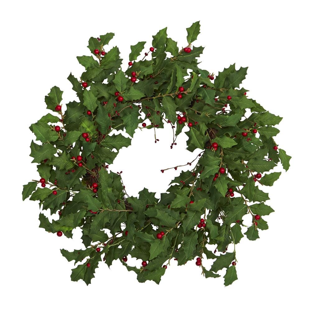 28 in. Holly Berry Artificial Wreath - Hercitys