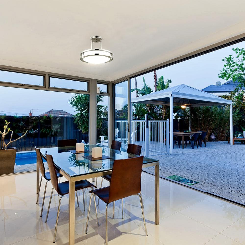 12 in. 1-Light Brushed Nickel Selectable LED Round Dimmable Semi Flush Mount Fixture, CCT Color Selectable 30K 40K 50K - Hercitys