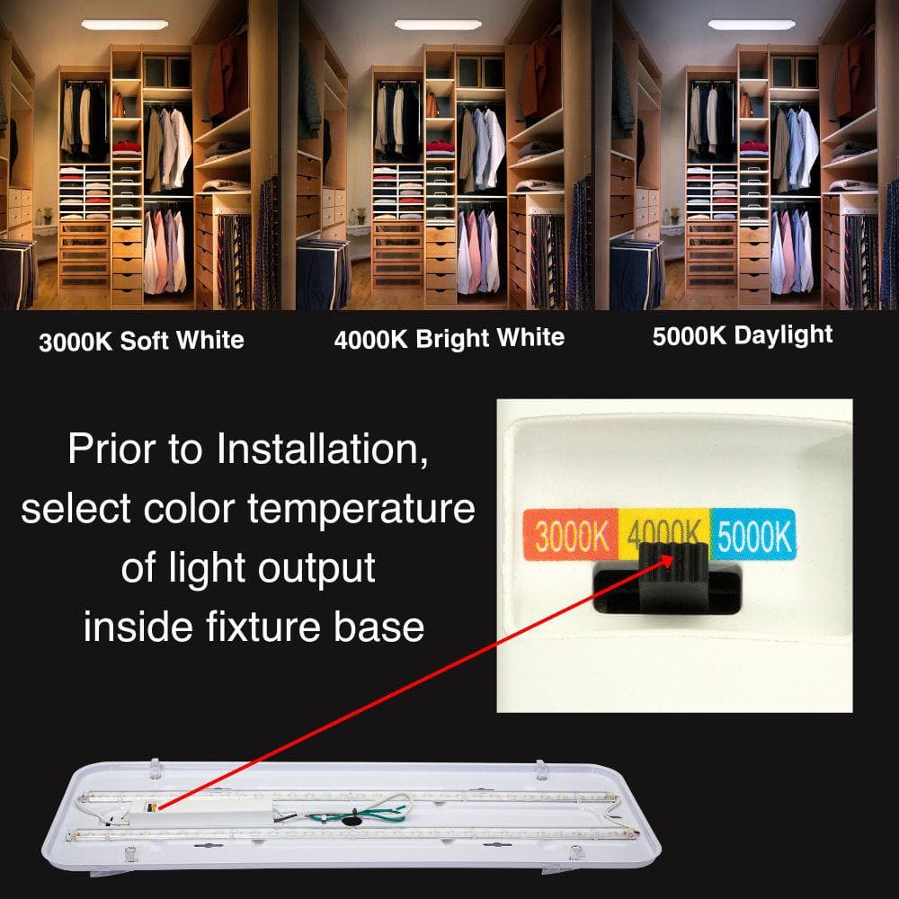 24 in. x 10 in. Classic White LED Flush Mount Closet Light 1600 Lumens 20-Watt Adjustable CCT Kitchen Light Dimmable - Hercitys