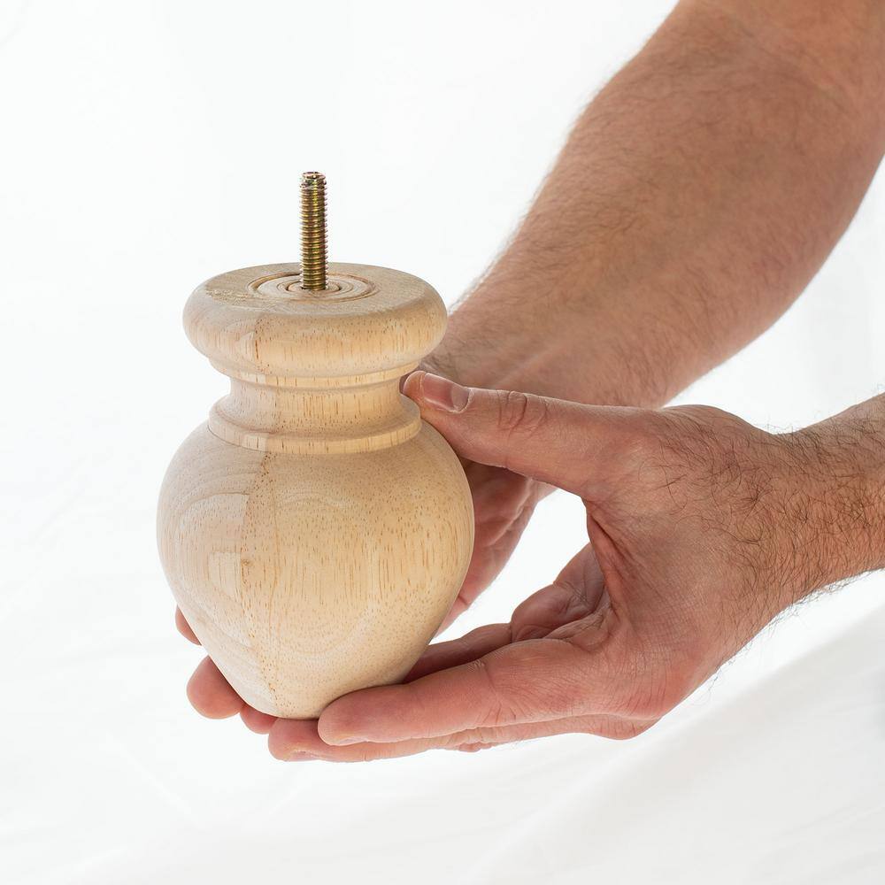 4-1/2 in. x 3-1/4 in. Unfinished Solid Hardwood Round Bun Foot (4-Pack) - Hercitys