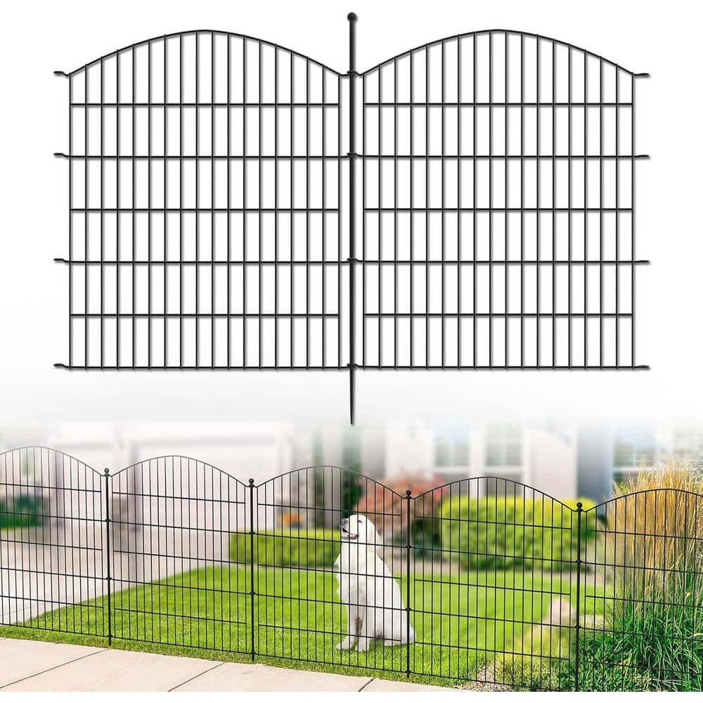 11.6ft x 32 in. Rustproof Metal Tall Garden Fence 5 Panels No Dig Decorative Animal Barrier for Yard - Hercitys