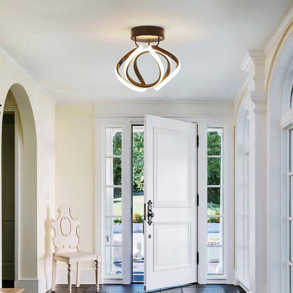 11 in. 1-Light Black Integrated LED Semi-Flush Mount for Entrance Hallway, 3000K Triac Dimmable - Hercitys