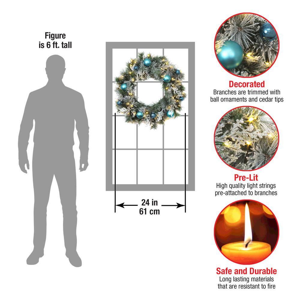 24 in. Artificial Tinkham Pine Wreath with LED Lights - Hercitys