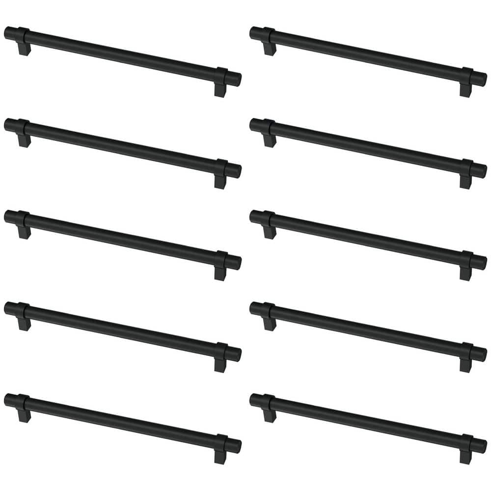 10-Pack Simple Wrapped Bar 8-13/16 in. (224 mm) Classic Matte Black Cabinet Drawer Pulls - Hercitys