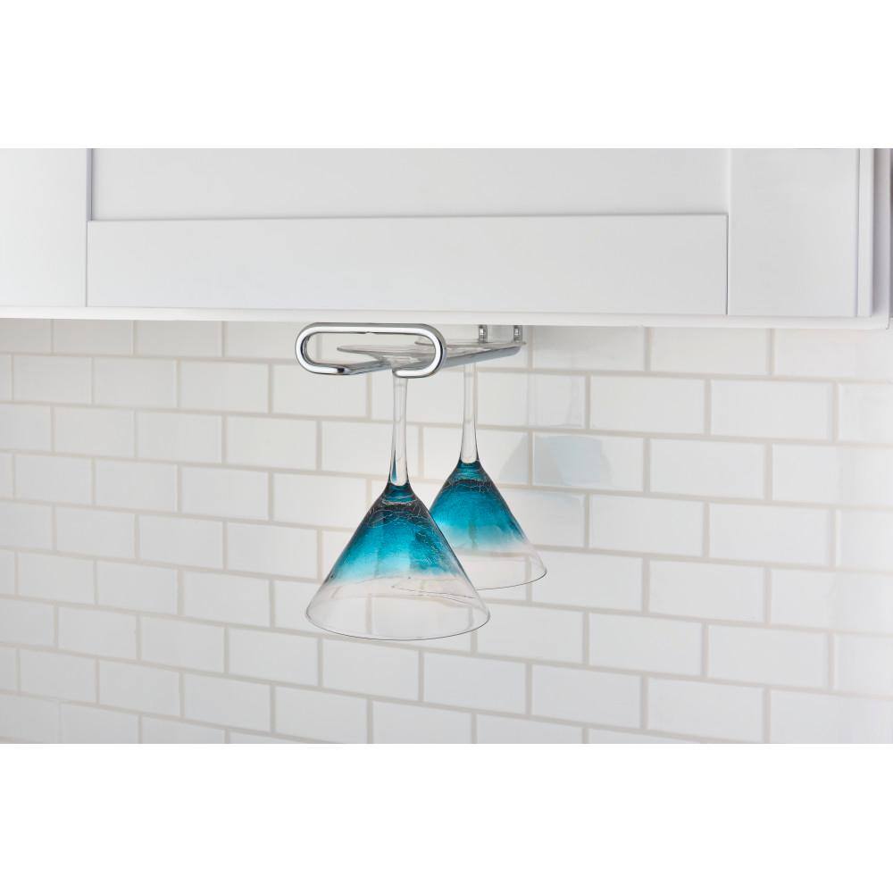 1.5 in. H x 4.25 in. W x 18 in. D Chrome Under Cabinet Wine Glass Holder - Hercitys