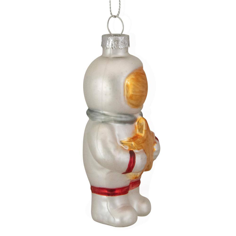3.5 in. White and Gold Glass Astronaut Christmas Ornament - Hercitys