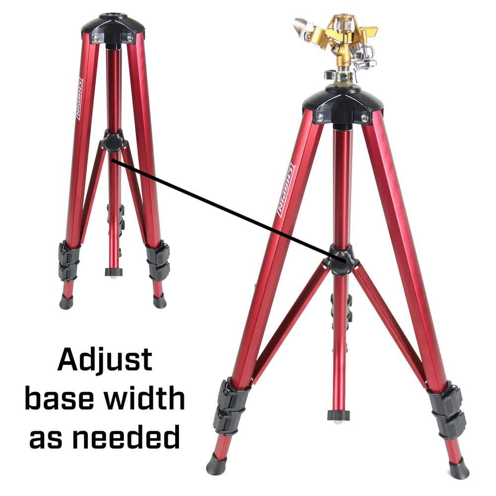 4993: Heavy-Duty Brass Head Tripod Impact Lawn Sprinkler, 360-Degree Large Area Coverage, Adjustable Height - Hercitys