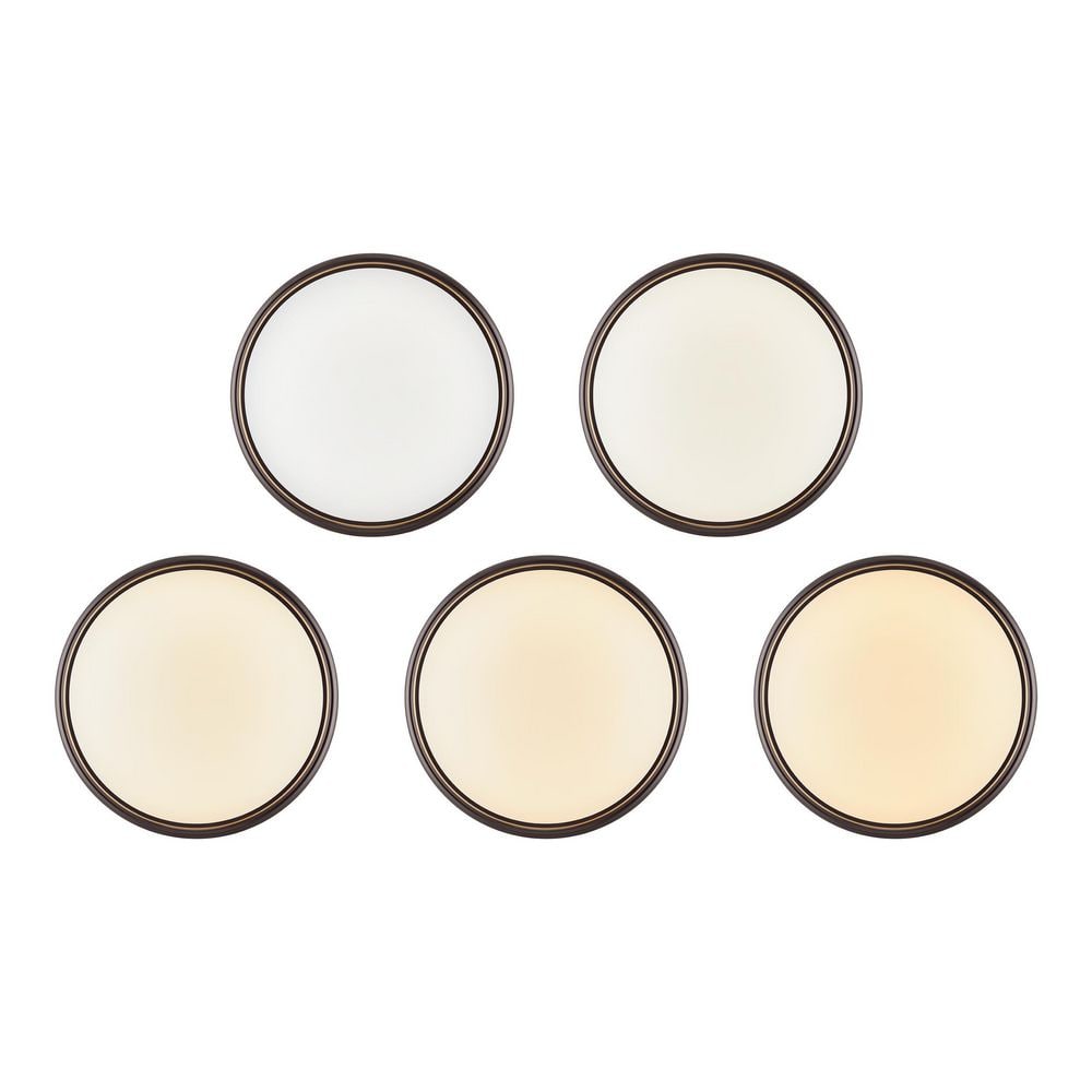 12 in. Light Brushed Nickel and Oil-Rubbed Bronze Adjustable CCT Integrated LED Flush Mount with Interchangeable Trim - Hercitys