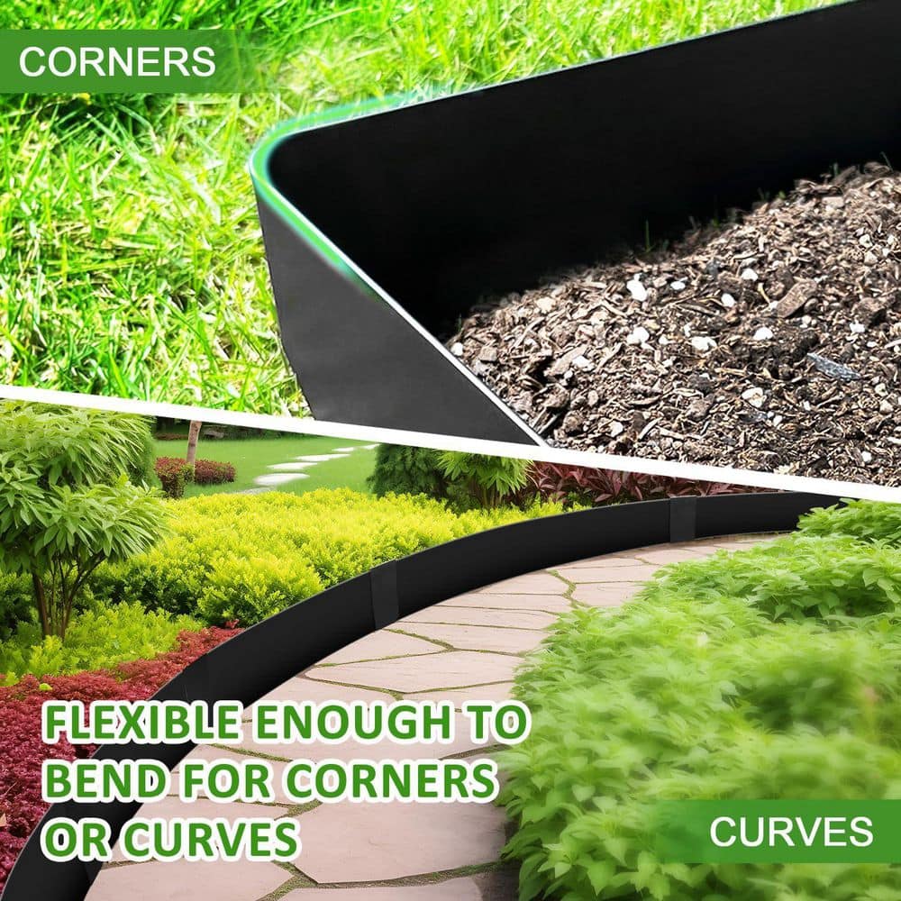 4.5 Inch Metal Landscape Edging with 11 Stakes, 40 in. Steel Edging Pack of 10 (33-Feet) - Hercitys