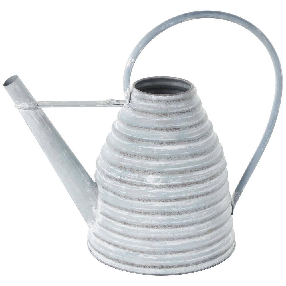 12 x 14 x 7 in. Medium Gray Metal Watering Can Beehive Shaped Watering Can Planter with Large Loop Handle - Hercitys