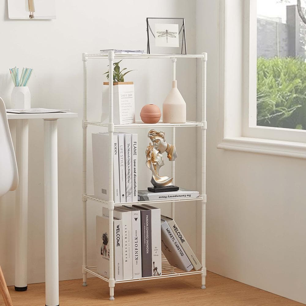 4 Tier White Powder Coating Wire Shelving Unit 12 in. x 18 in. x 39 in. - Hercitys