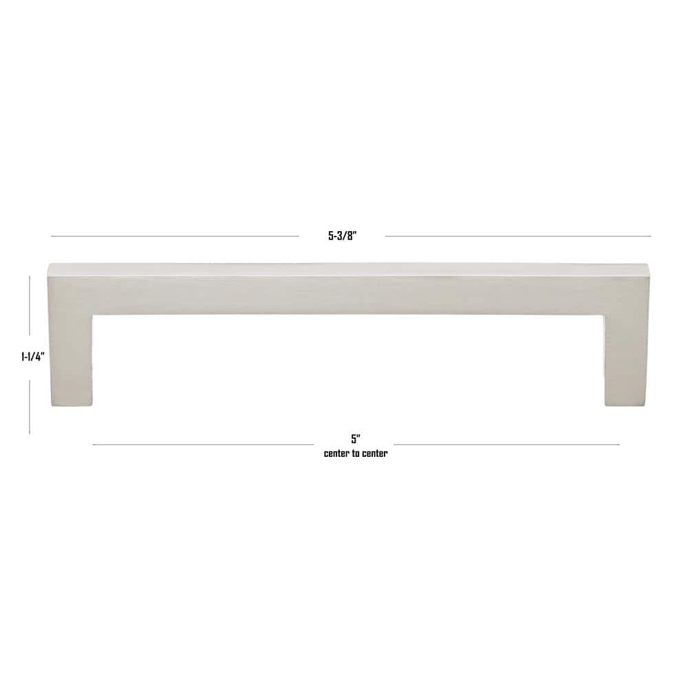 5 in. Center-to-Center Solid Square Slim Satin Nickel Cabinet Bar Pull (10-Pack) - Hercitys