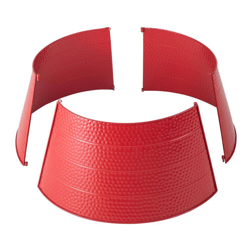 26 in. Dia Red Hammered Metal Tree Collar(KD) - Hercitys