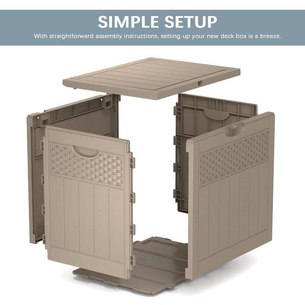 33 Gal. Khaki Resin Deck Box with Lockable Lid - Hercitys