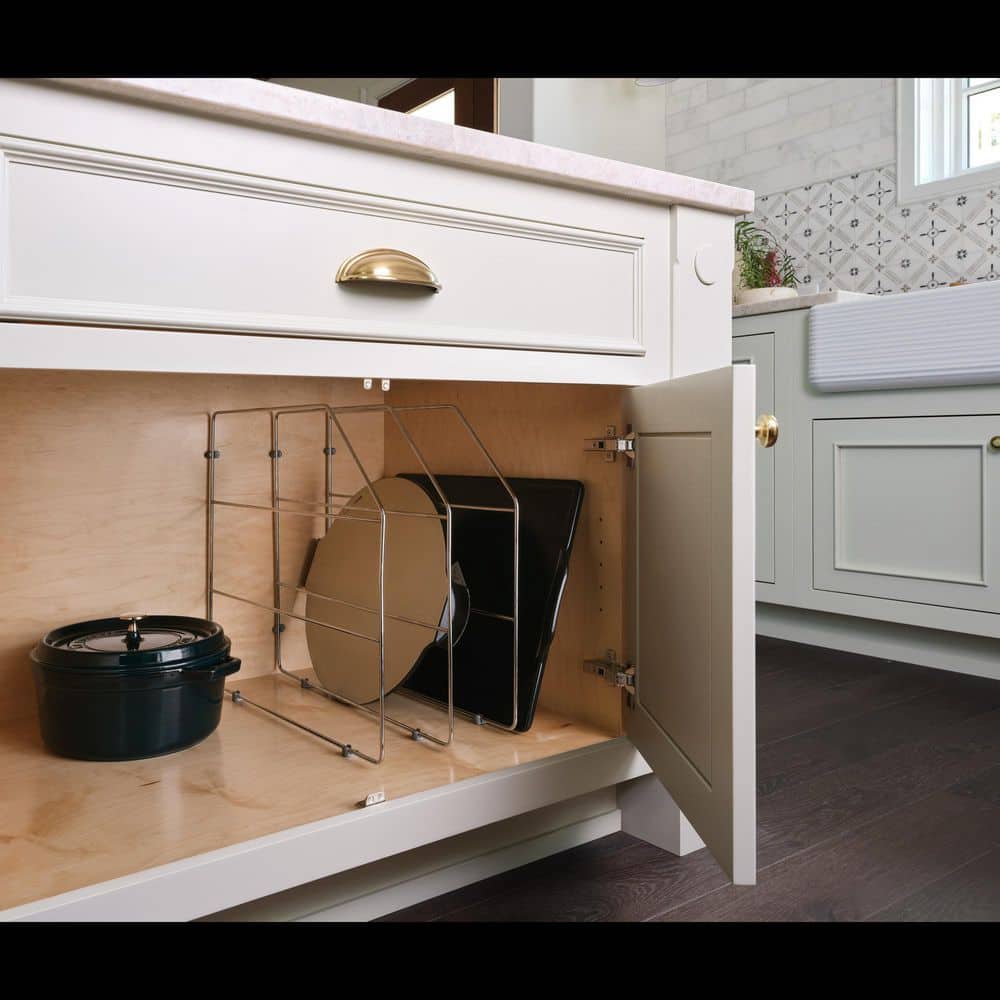 3 in. W x 20 in. D x 18 in. H Kitchen Cabinet Baking Storage Sheet Organizer, Chrome - Hercitys