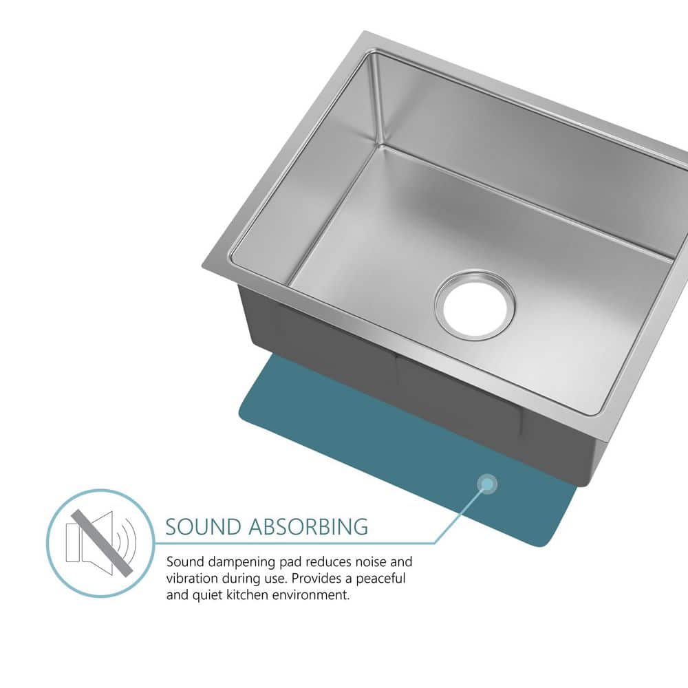 23 in. Single Bowl 18-Gauge Stainless Steel Undermount Small Radius Kitchen Sink - Hercitys