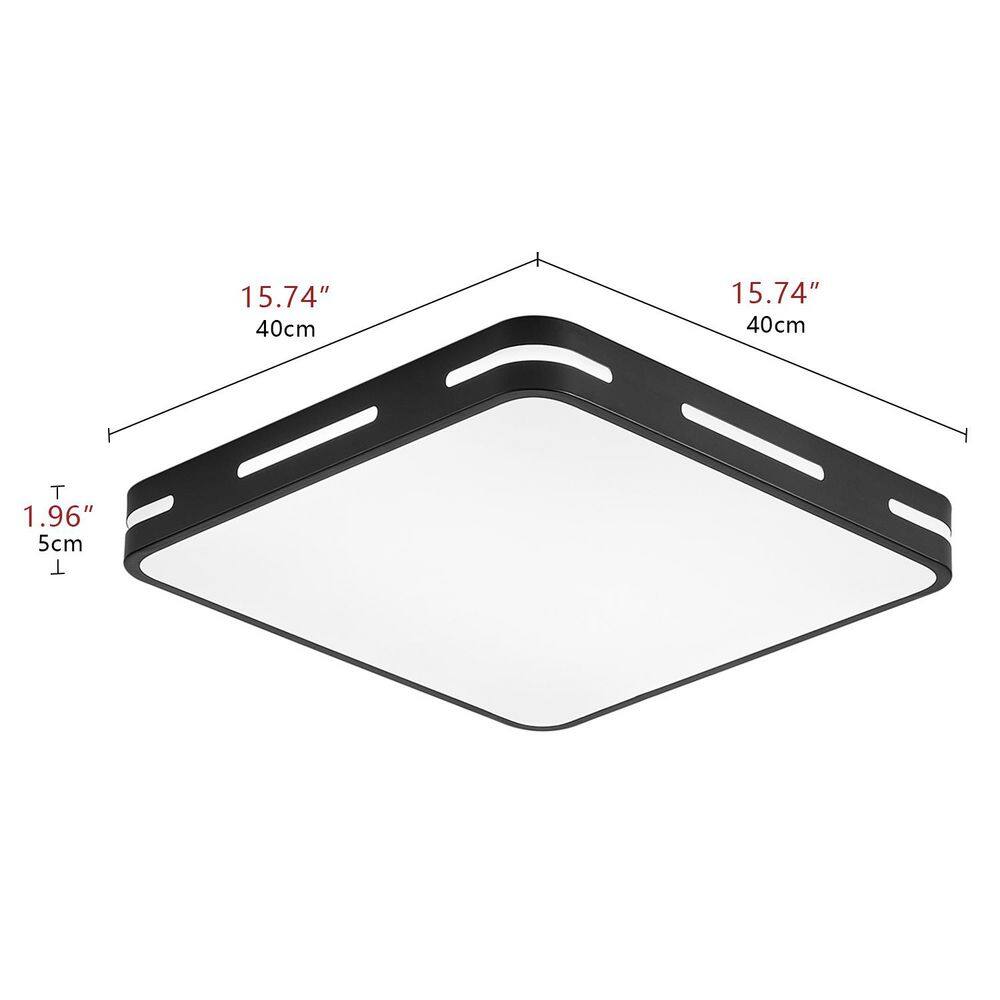 15.74 in. 36-Watt Modern LED Flush Mount Ceiling Light with PS Shade Black Ceiling Lighting Fixtures, 6000K - Hercitys