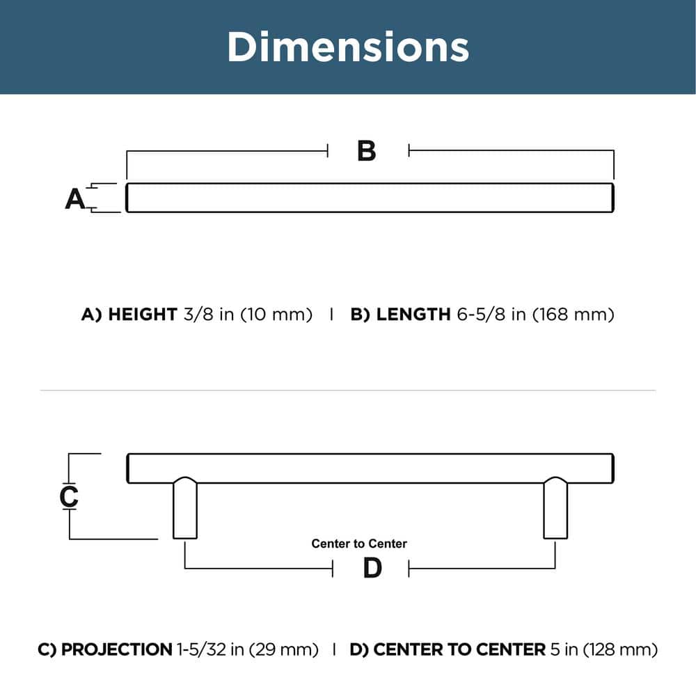 30-Pack Simple Bar 5-1/16 in. (128 mm) Modern Cabinet Drawer Pulls in Stainless Steel - Hercitys