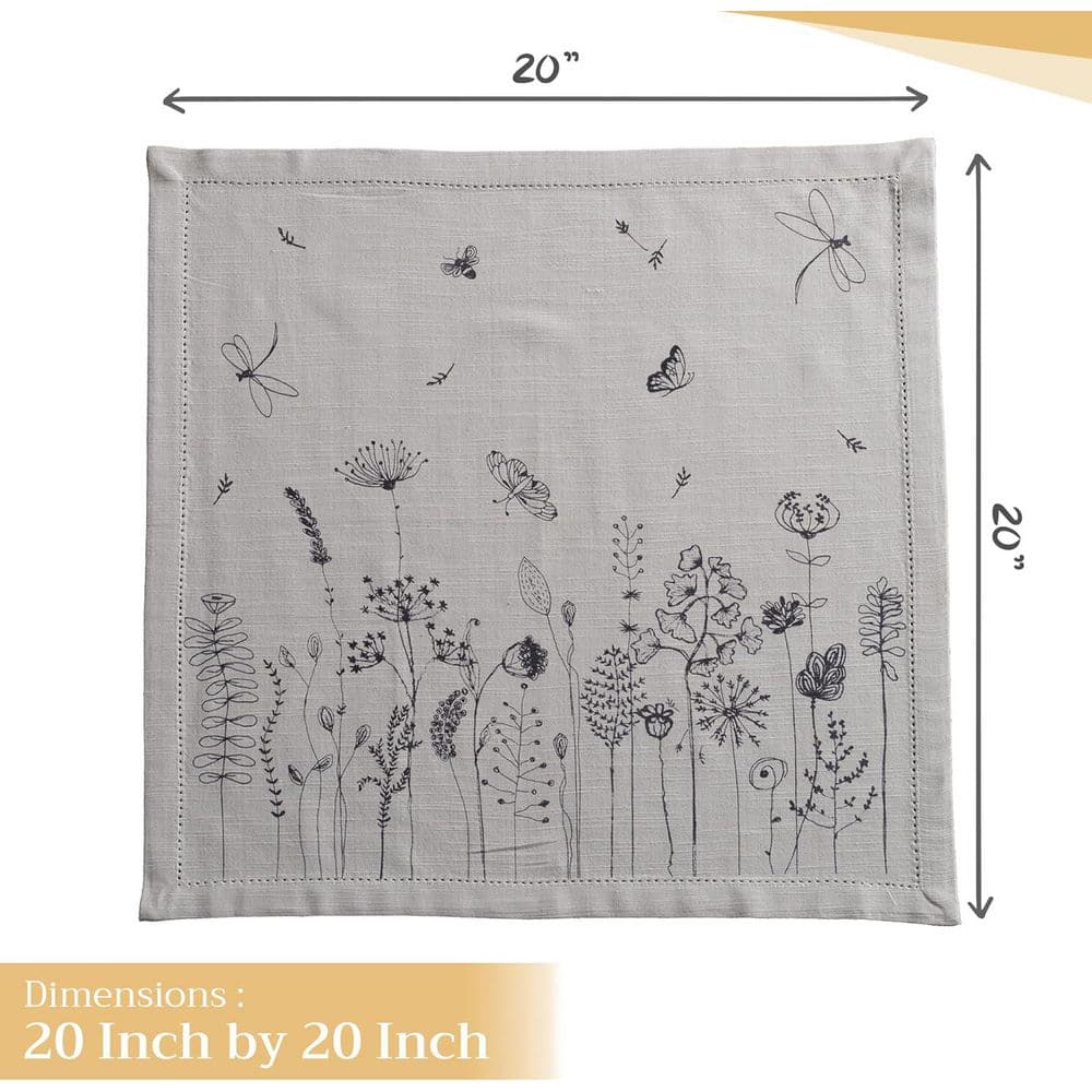 20 in. W x 20 in. H 100% Cotton Everyday Reusable Square Napkins Cloth Washable for Wedding in Flore (Set of 4) - Hercitys