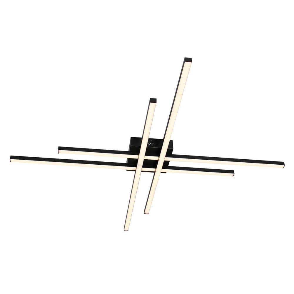 38 in. 4-Light Matte Black Integrated LED Flush Mount - Hercitys