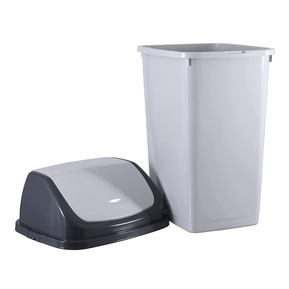 13 Gal. White Smoke Plastic Swing Top Trash Can - Hercitys