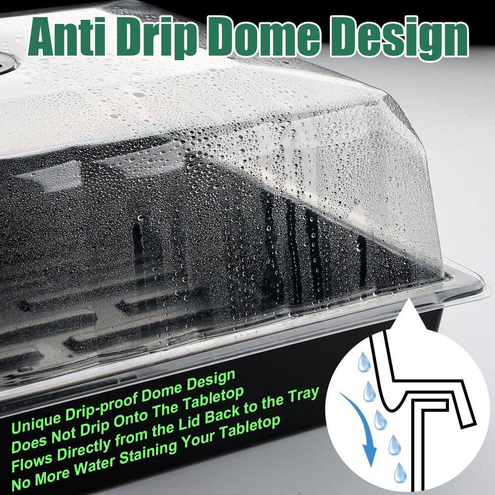 5-Pack No Drip Seed Starter Trays with 4 Humidity Dome 240 Cells Deep Root Plug Trays for Vegetables Herbs Flowers - Hercitys