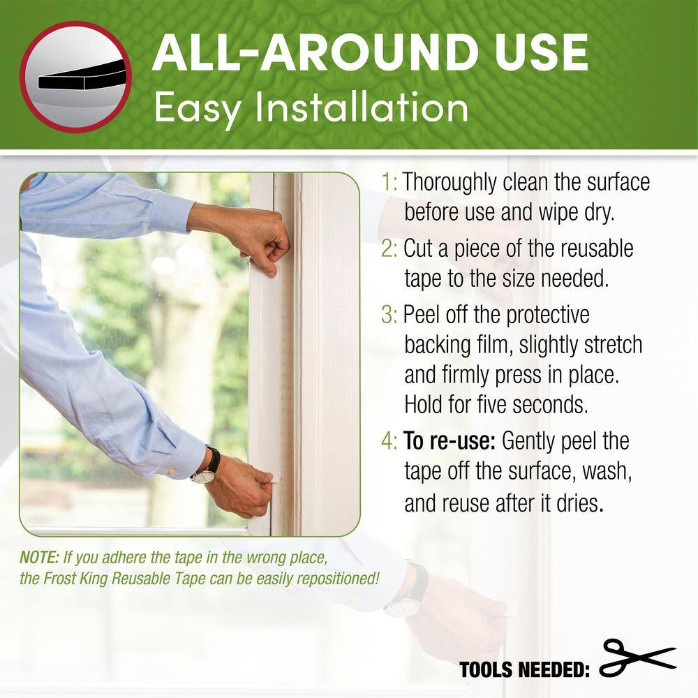 1 in. x 1/4 in. x 10 ft. White EZSuperSeal No Mistake Weatherstrip Tape - Hercitys