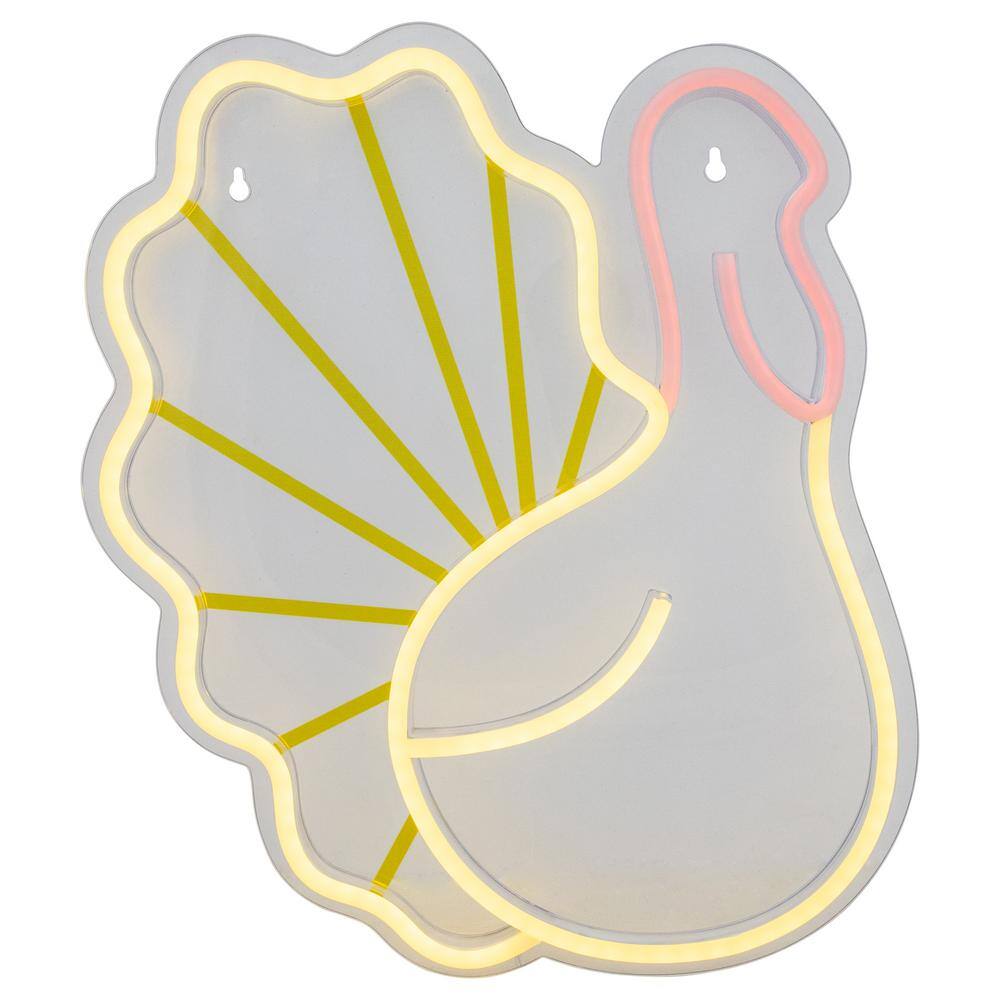 15 in. LED Lighted Neon Style Fall Harvest Turkey Window Silhouette - Hercitys