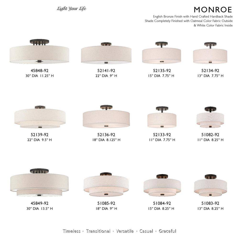 18 in. Semi Flush Mount 4-Light English Bronze Monroe - Hercitys