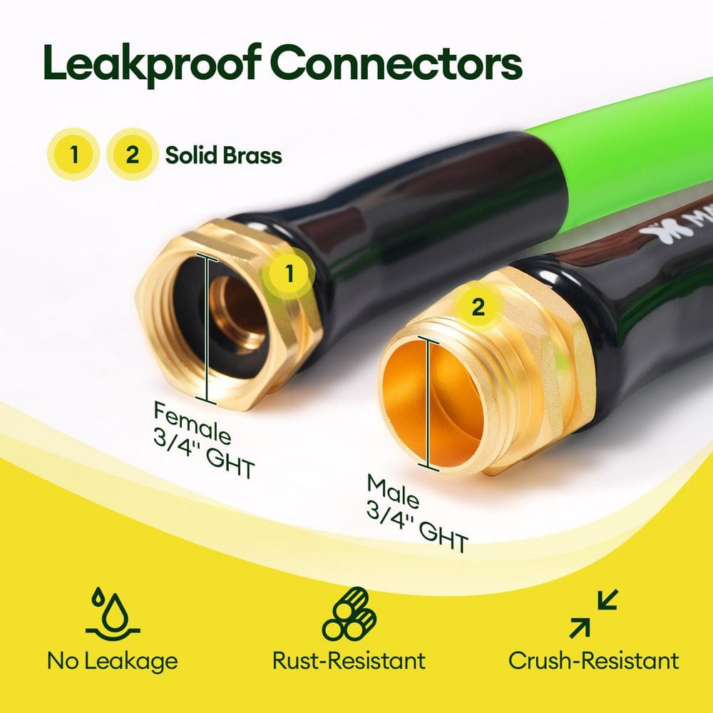 5/8 in. dia. x 75 ft. Heavy-Duty, Leakproof, Kink-Resistant Water Hose with Swivel Brass Fittings - Hercitys