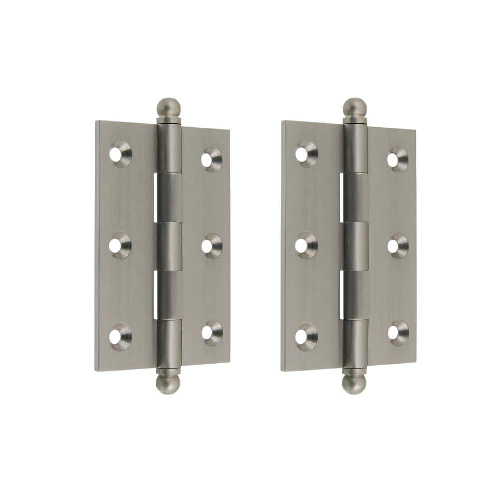 3 in. x 2 in. Satin Nickel Brass Solid Extruded Loose Pin Mortise Cabinet Hinge (1-Pair) - Hercitys