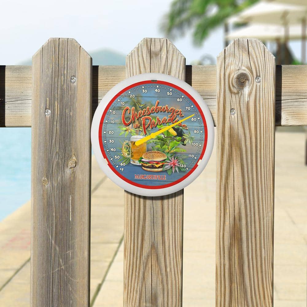 13.25-inch “Cheeseburger in Paradise” Margaritaville Analog Dial Thermometer - Hercitys