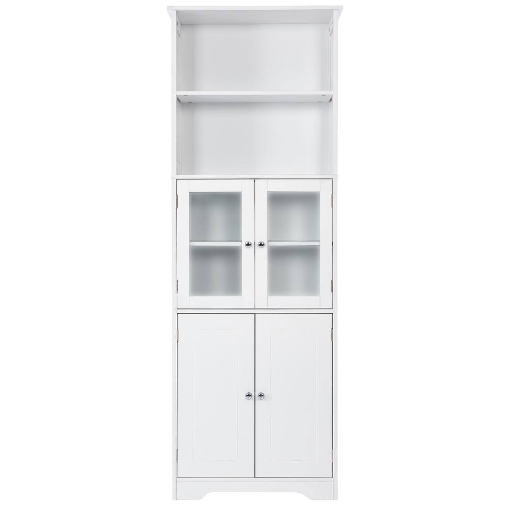 22.6 in. W x 11.2 in. D x 64 in. H Bathroom Tall Storage Cabinet with Shelves and Doors, Kitchen Cabinet in White - Hercitys