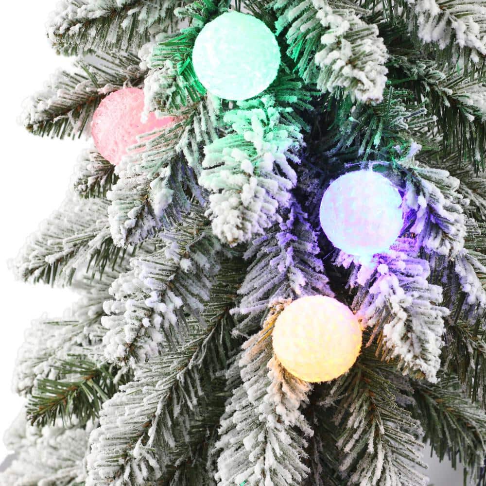 4 ft. Prelit Flocked Alpine Artificial Christmas Tree with 20 Lights - Hercitys