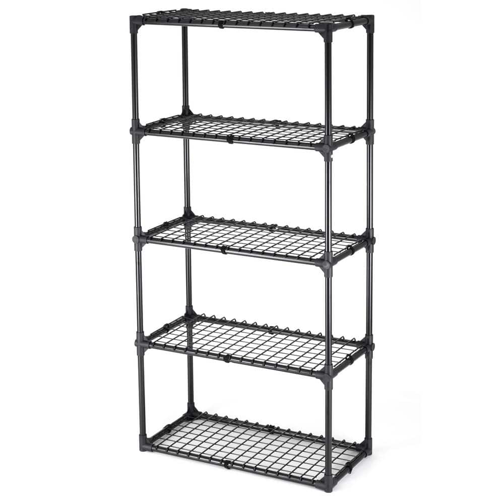 5-SHELF WIRE RACK WITH COVER IN BLACK (1PACK) - Hercitys