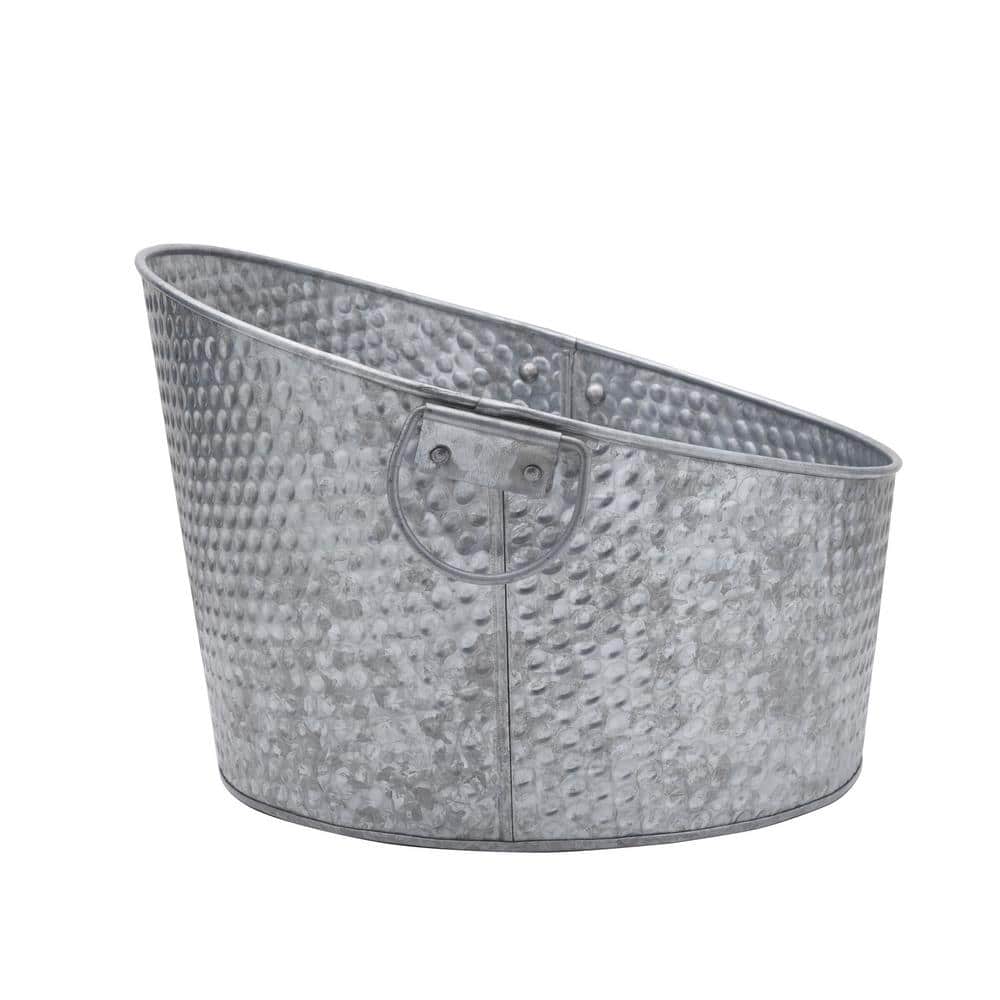 15 in. Galvinized Hammered Tapered Beverage Tub, Gray - Hercitys
