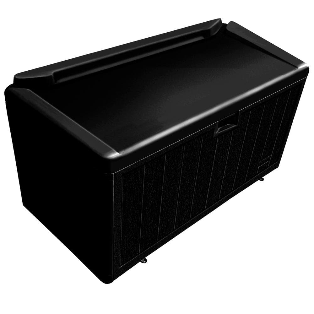 50 Gal. Black Wood Look Outdoor Storage Deck Box with Lockable Lid - Hercitys