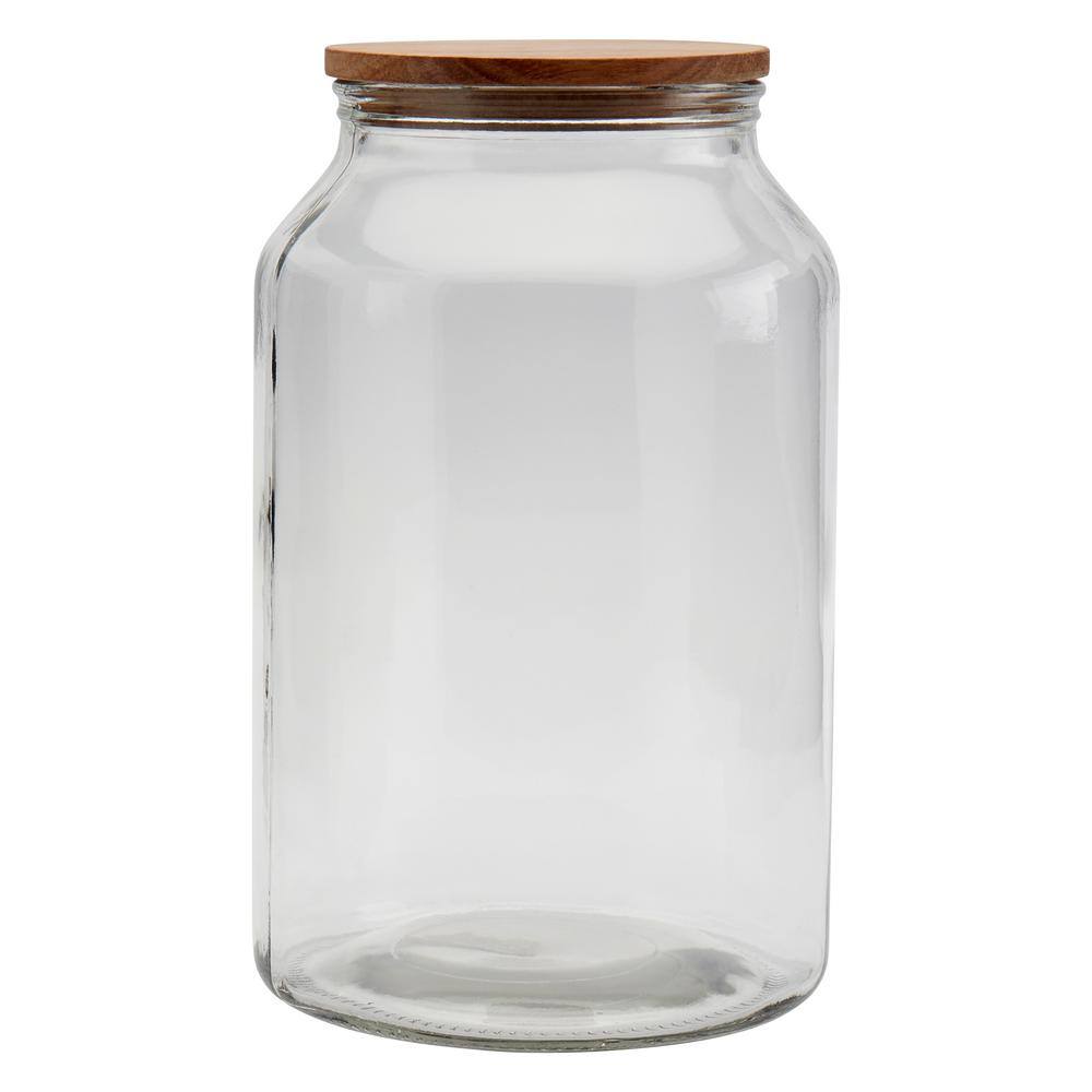 4-Piece European Glass Canister Set with Acacia Wood Lids - Hercitys