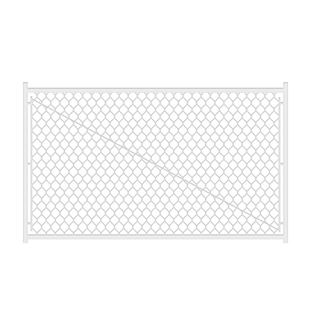 46 in. H Outdoor Metal Mesh Garden Fence Fit-Right Adjustable Chain Link Gate Kit, White - Hercitys