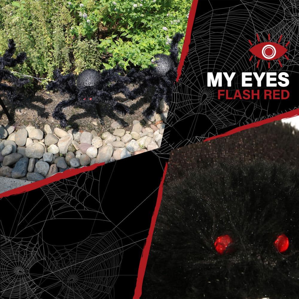 25 in. Light-Up Spiders with Red LED Bodies Halloween Yard Decoration - Hercitys