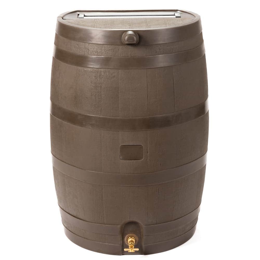 50 Gal. Rain Barrel Walnut Color with Brass Spigot - Hercitys