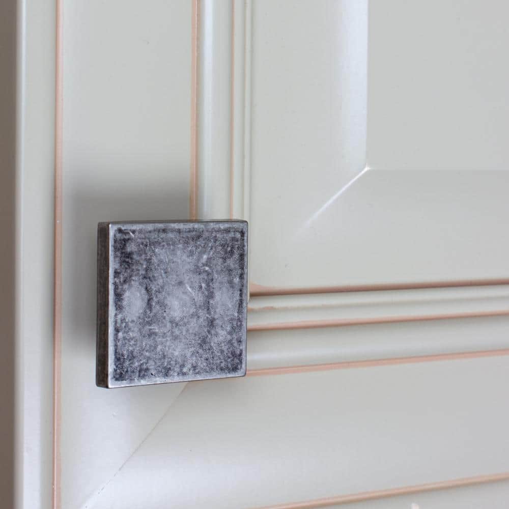 1-1/2 in. Weathered Nickel Thin Square Cabinet Knob (10-Pack) - Hercitys