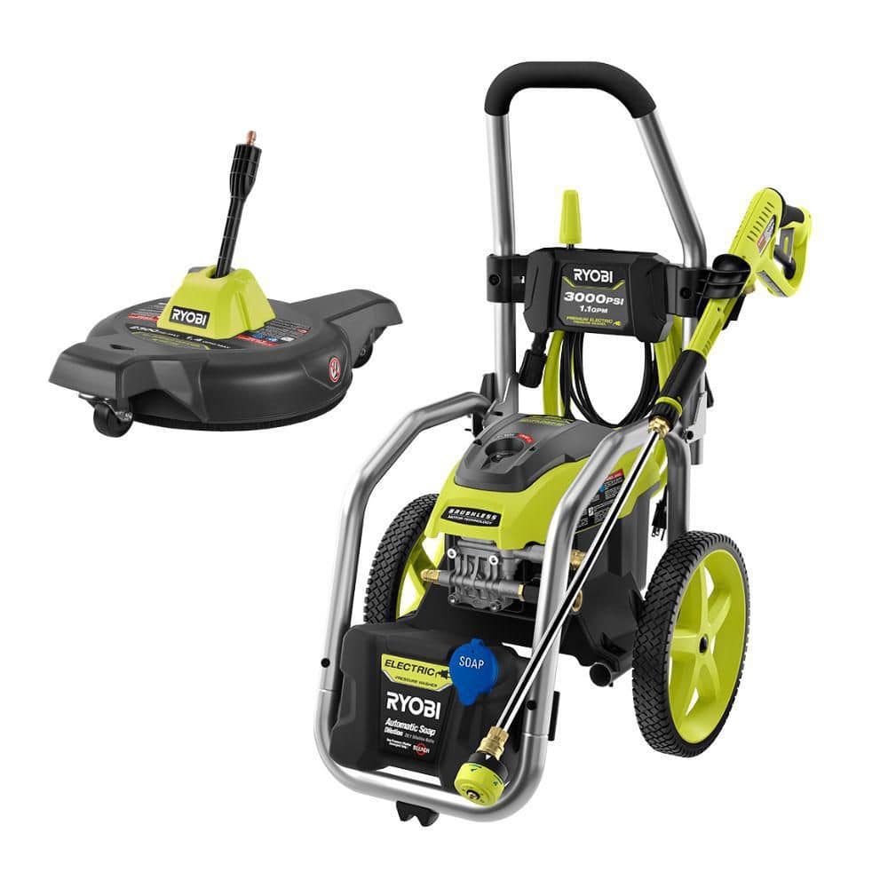 3000 PSI 1.1 GPM Cold Water Electric Pressure Washer and 12 in. Surface Cleaner with Caster Wheels - Hercitys
