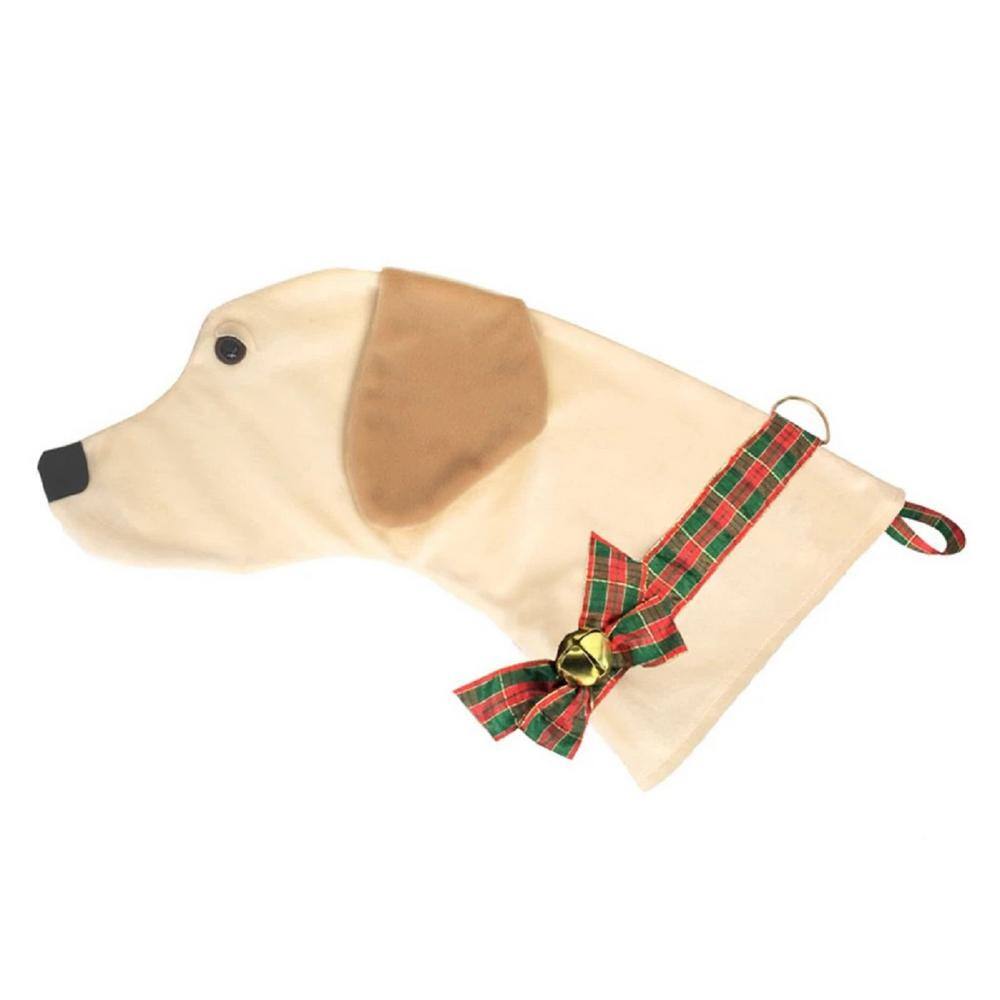 28 in. Yellow Labrador Dog Faux Fur Christmas Stocking - Hercitys