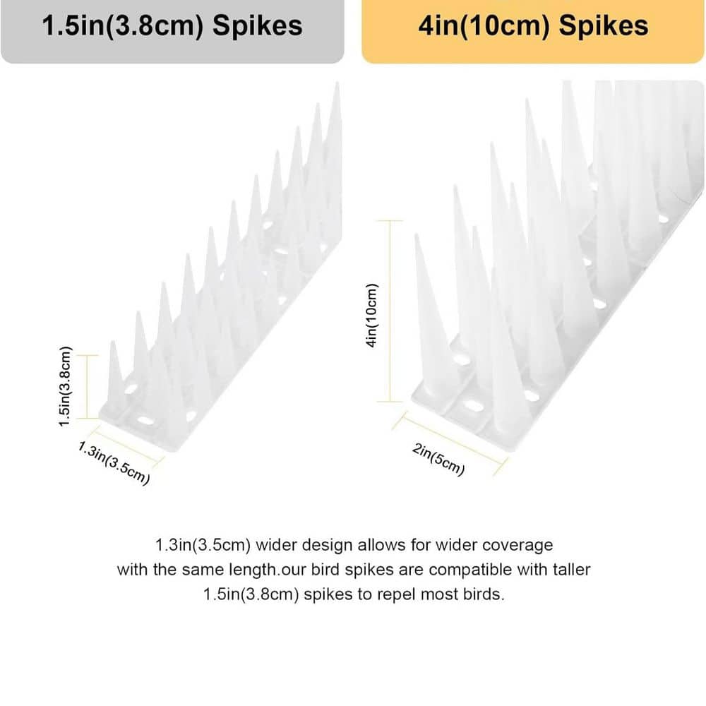 12. 5 in. Plastic Bird Spikes 14.7 ft. Coverage Frosted White - Hercitys