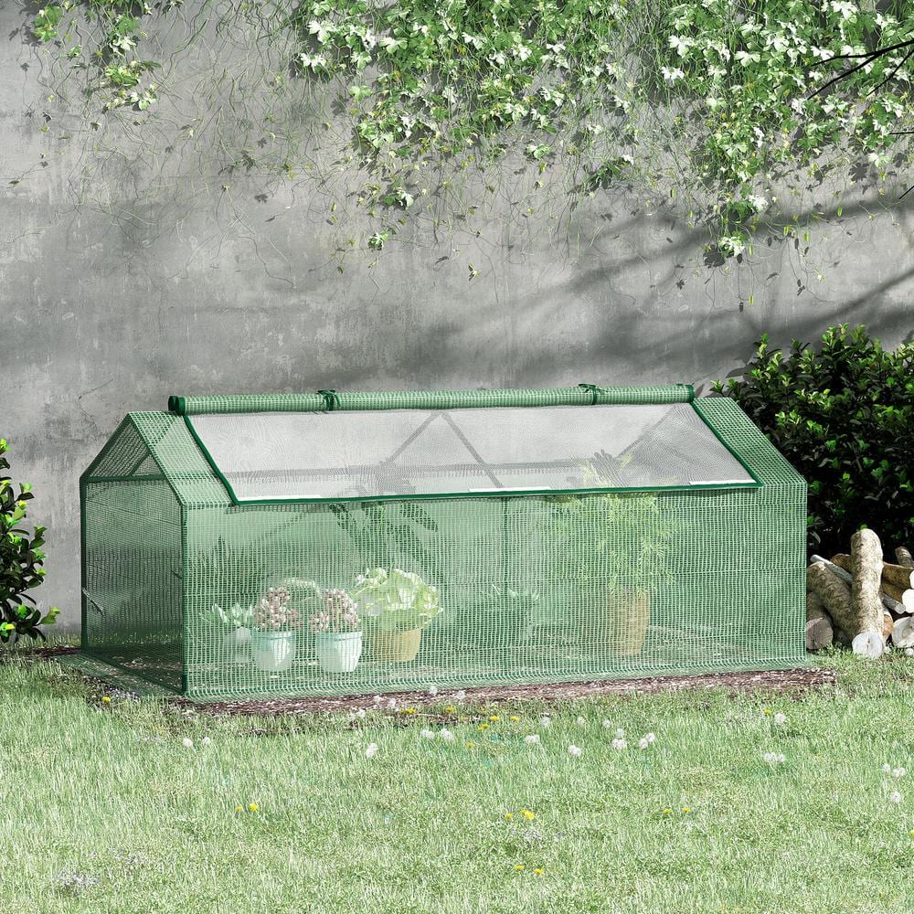 35.5 in. W x 70.75 in. D x 27.5 in. H Mini Greenhouse Portable Hot House for Plants with Large Zipper Windows - Hercitys